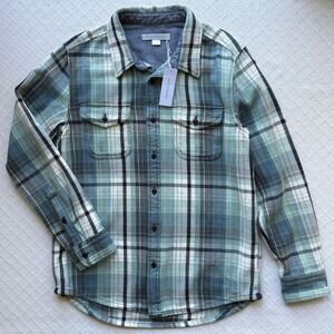 Outerknown Blanket Shirt Daylight Seaview Plaid Organic Cotton Twill Surf Medium
